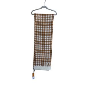 Timberland Plaid Scarf Brown White Acrylic Knit Winter Warm‎ Soft NWT